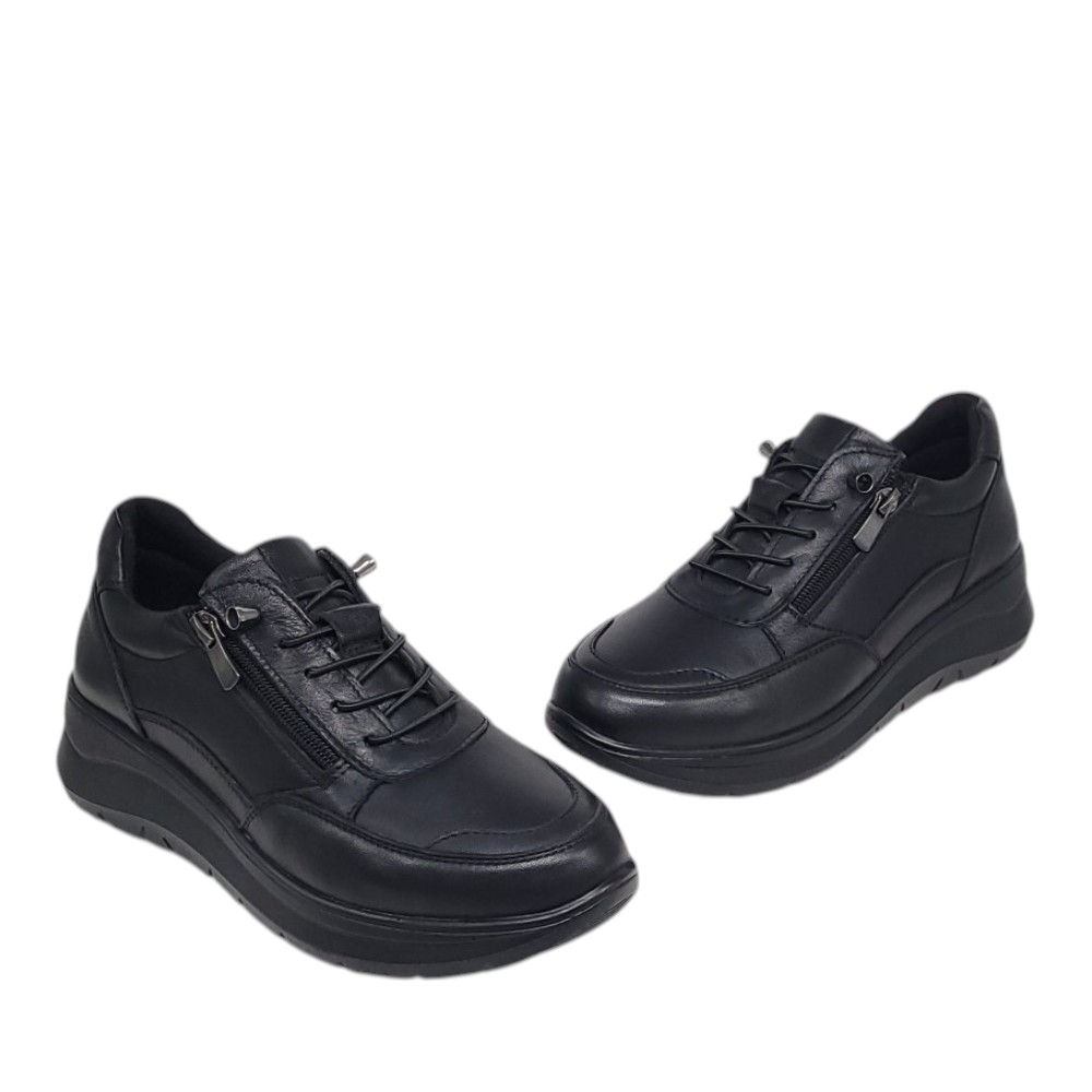 Γυναικεία δερμάτινα παπουύτια Aerostep 26012 μαύρο - Image 3